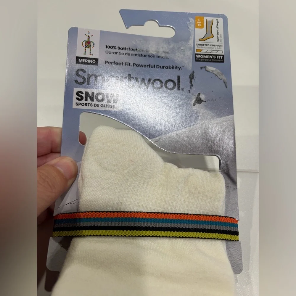 Smartwool Women's Large Snowboard OTC Socks Targeted Cushion White Purple NWT